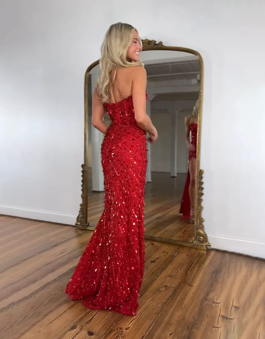 Harper | Sequin Corset Open Back Prom Dress