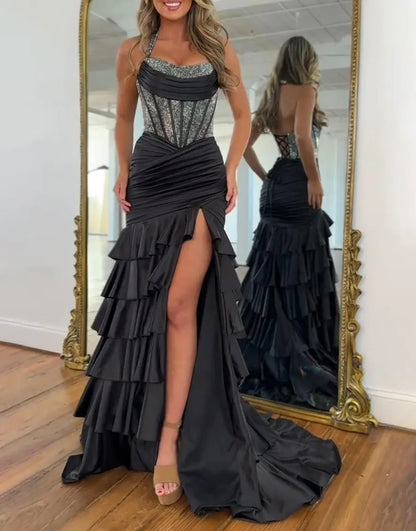Mae | Sequin Corset Ruffle Tiered Mermaid Bridesmaid Dress
