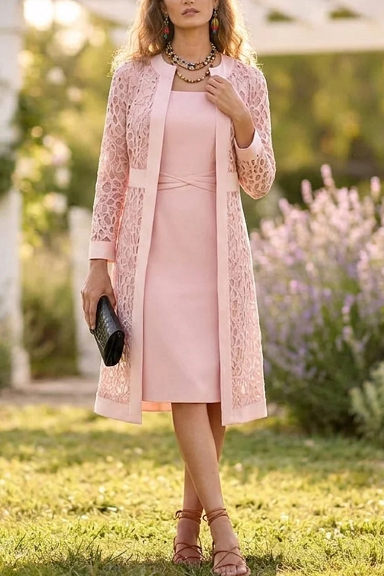 Morgan | Lace Coat Two Piece Wedding Guest Dress