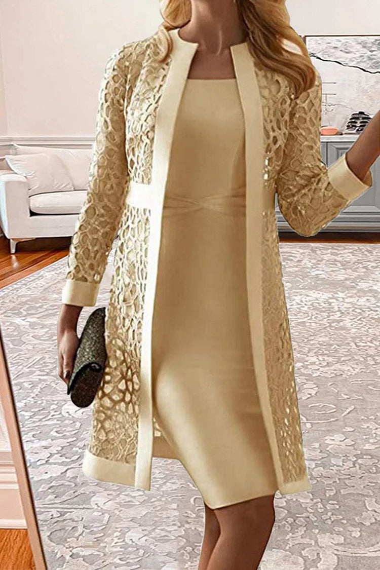 Morgan | Lace Coat Two Piece Wedding Guest Dress