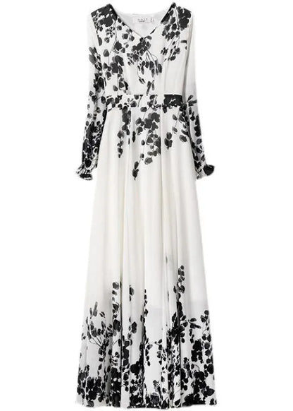 Belle | Black Floral Chiffon Maxi Summer Wedding Guest Dress