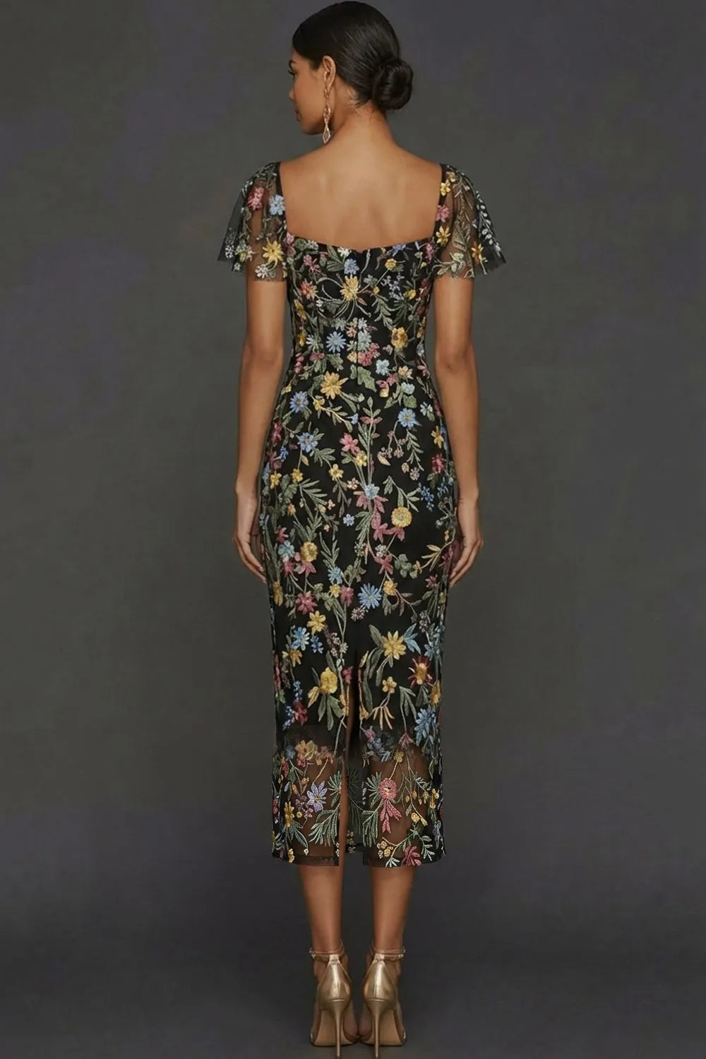 Faye | Floral Embroidered Summer Wedding Guest Midi Dress