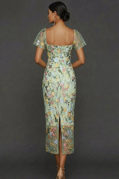 Faye | Floral Embroidered Summer Wedding Guest Midi Dress