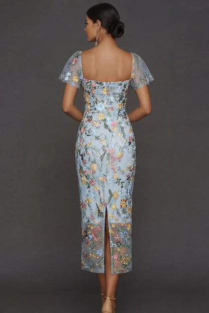 Faye | Floral Embroidered Summer Wedding Guest Midi Dress