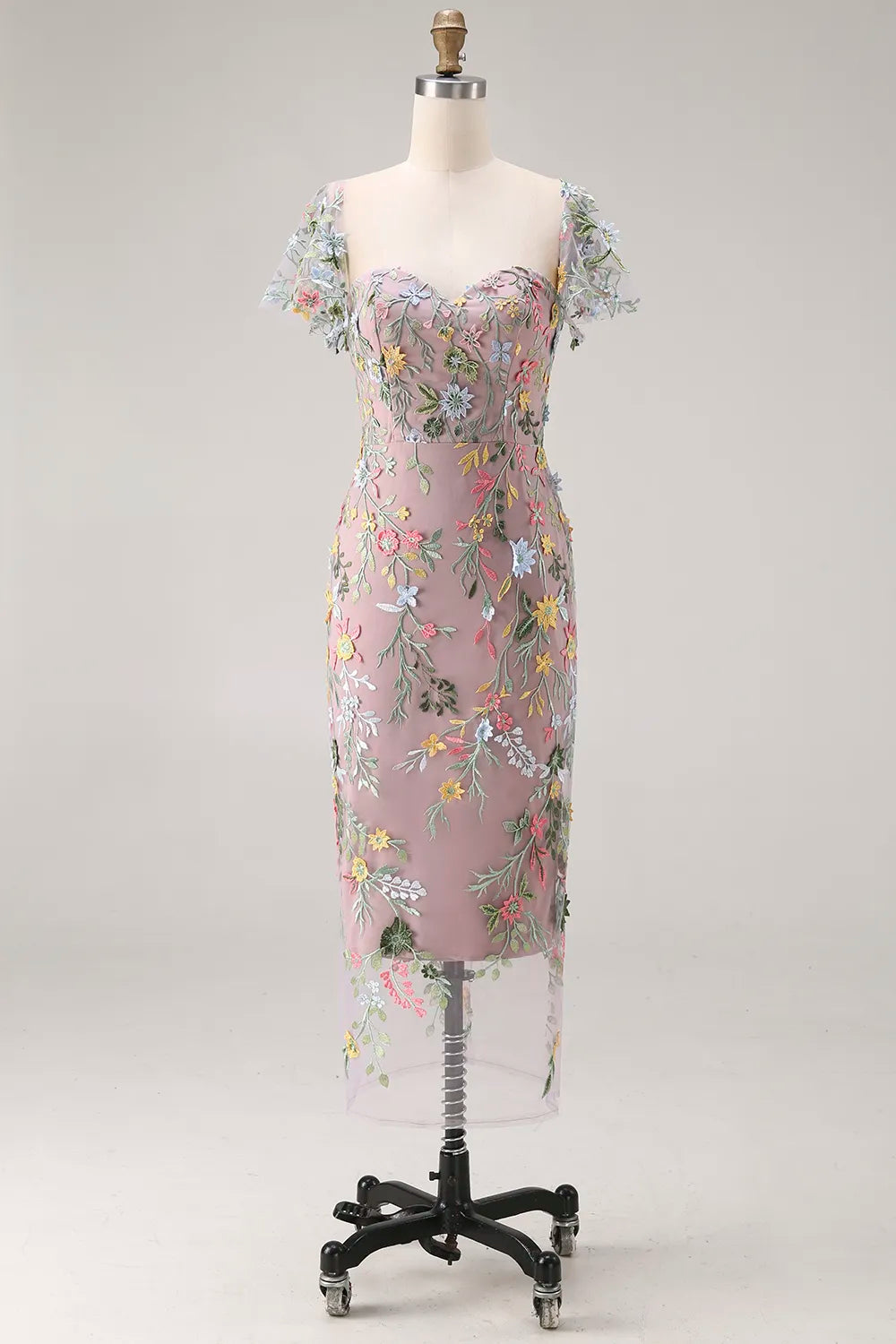 Faye | Floral Embroidered Summer Wedding Guest Midi Dress