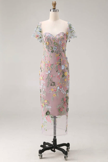 Faye | Floral Embroidered Summer Wedding Guest Midi Dress