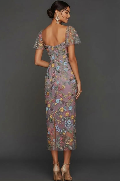 Faye | Floral Embroidered Summer Wedding Guest Midi Dress