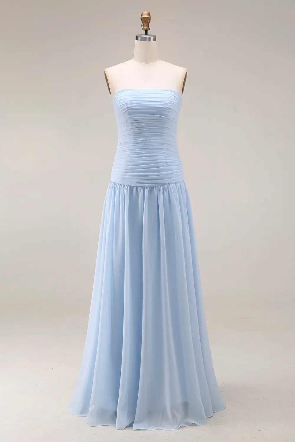 Gwen | Ruched Strapless Drop Waist Maxi Bridesmaid Dress
