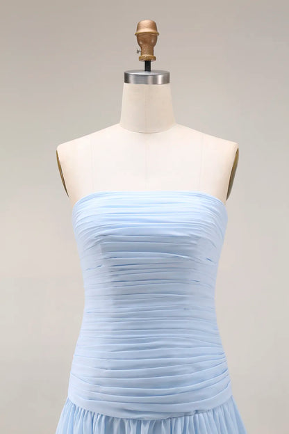 Gwen | Ruched Strapless Drop Waist Maxi Bridesmaid Dress