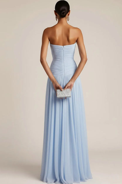 Gwen | Ruched Strapless Drop Waist Maxi Bridesmaid Dress