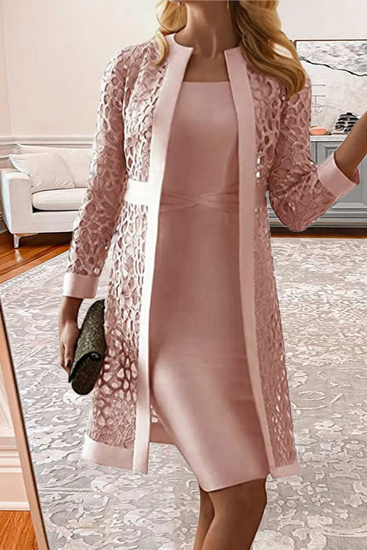 Morgan | Lace Coat Two Piece Wedding Guest Dress