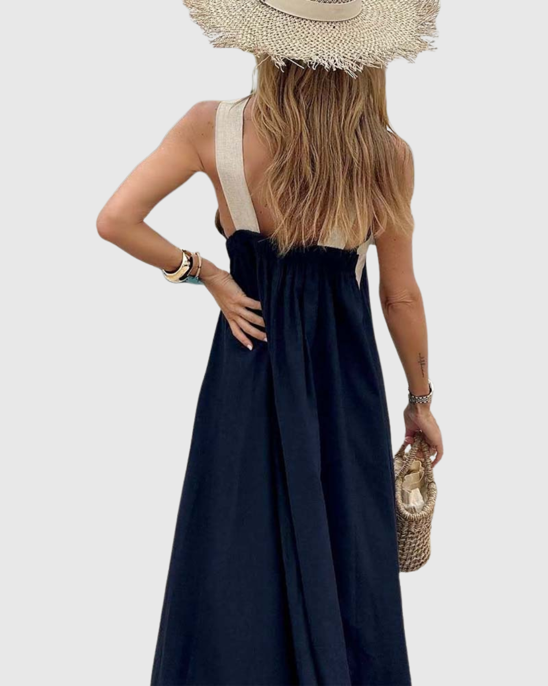Skye | Linen Cross Halter Neck Maxi Sundress