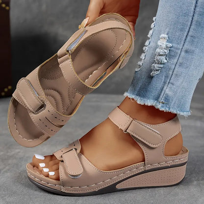 Nina | Velcro Strap Wedge Comfort Sandals