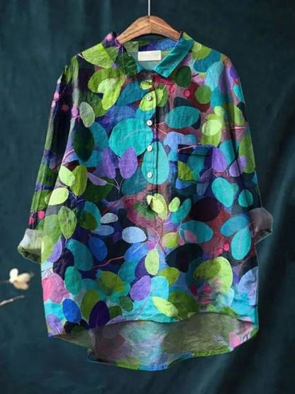 Hazel | Printed Button Up Boho Blouse