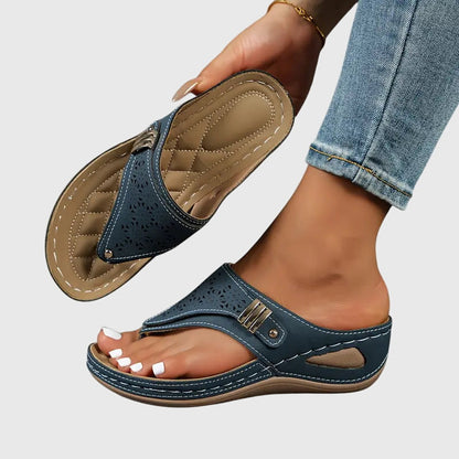Lila | Cutout Upper Wedge Comfort Thong Sandals