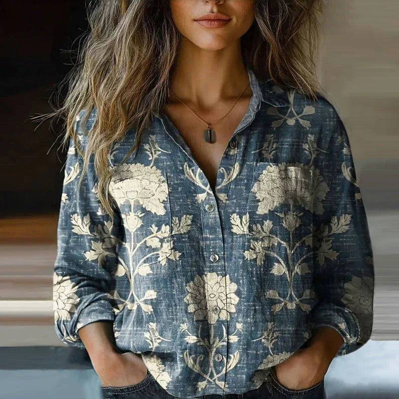 Aria | Vintage Floral Patchwork Boho Blouse