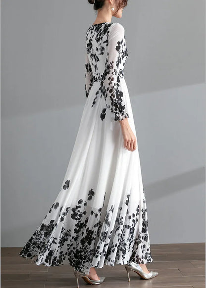 Belle | Black Floral Chiffon Maxi Summer Wedding Guest Dress