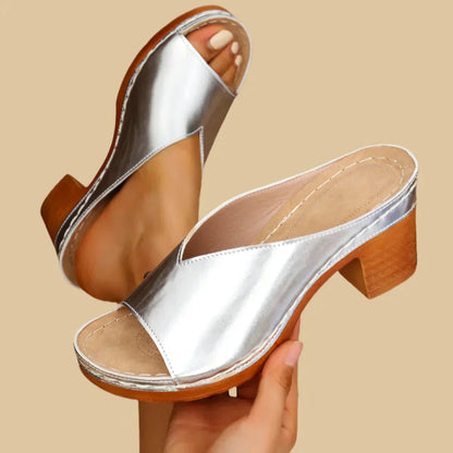 Lily | Open Toe Mule Platform Block Heeled Sandals