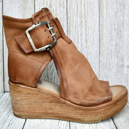 Romy | Double Buckle Platform Wedge Sandals