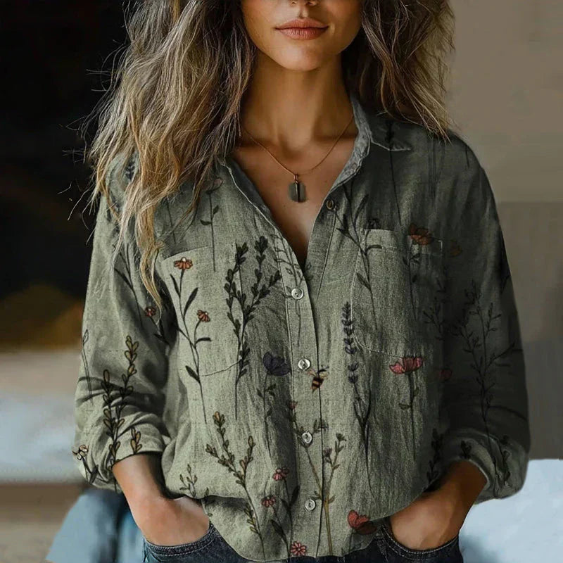 Aria | Vintage Floral Patchwork Boho Blouse