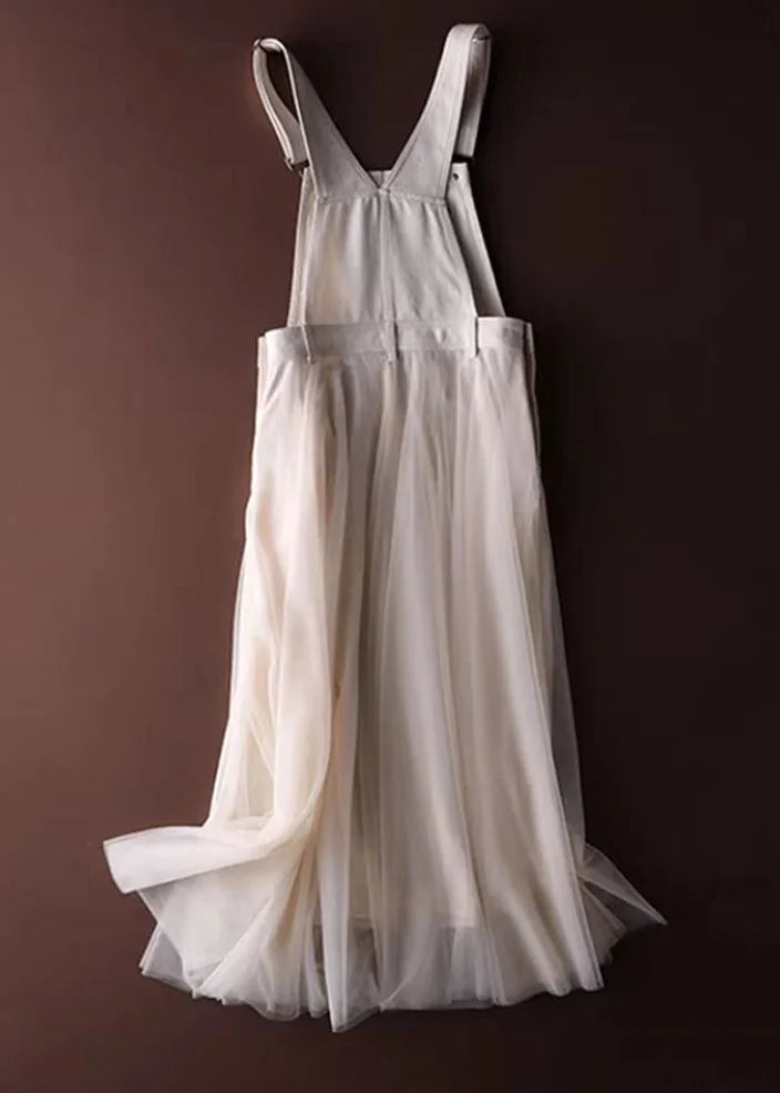 Eden | Tulle Skirt Denim Overall Midi Dress