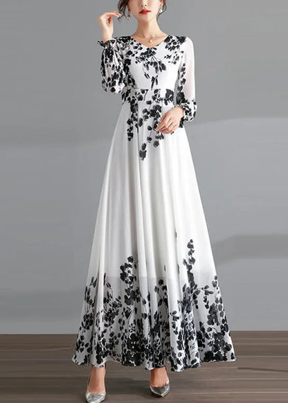 Belle | Black Floral Chiffon Maxi Summer Wedding Guest Dress