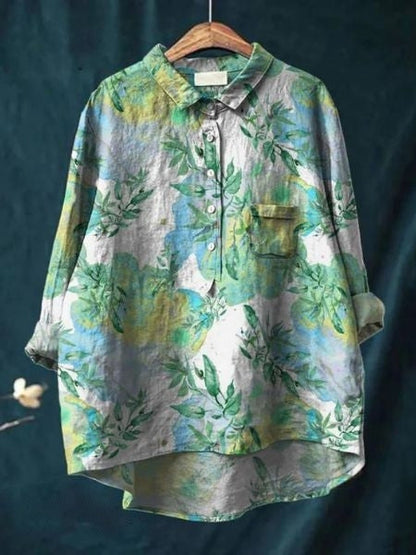 Hazel | Printed Button Up Boho Blouse