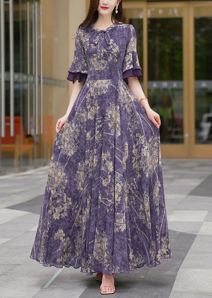 Iris | Floral Ruffle Sleeve Maxi Summer Dress