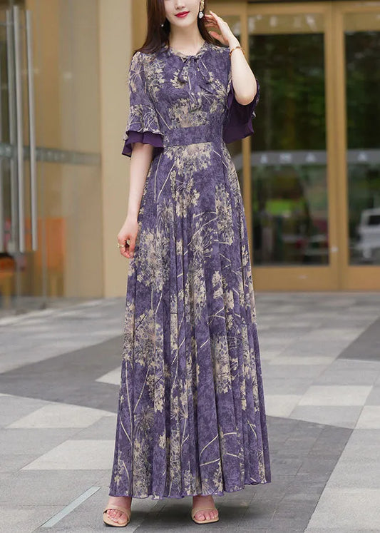 Iris | Floral Ruffle Sleeve Maxi Summer Dress