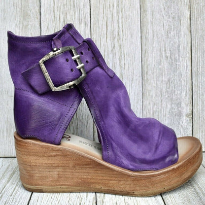 Romy | Double Buckle Platform Wedge Sandals