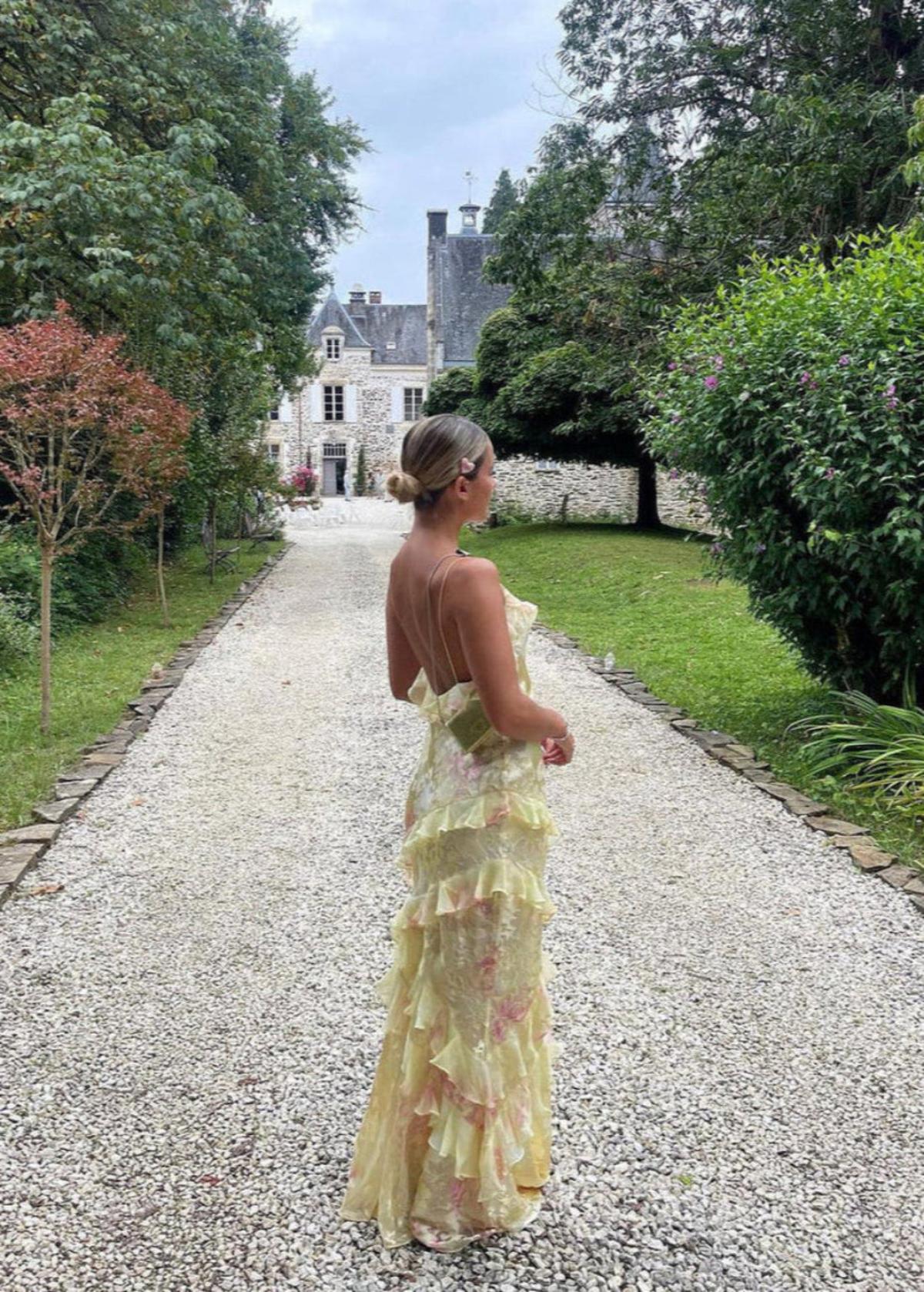 Simone | Floral Ruffle Open Back Summer Maxi Dress