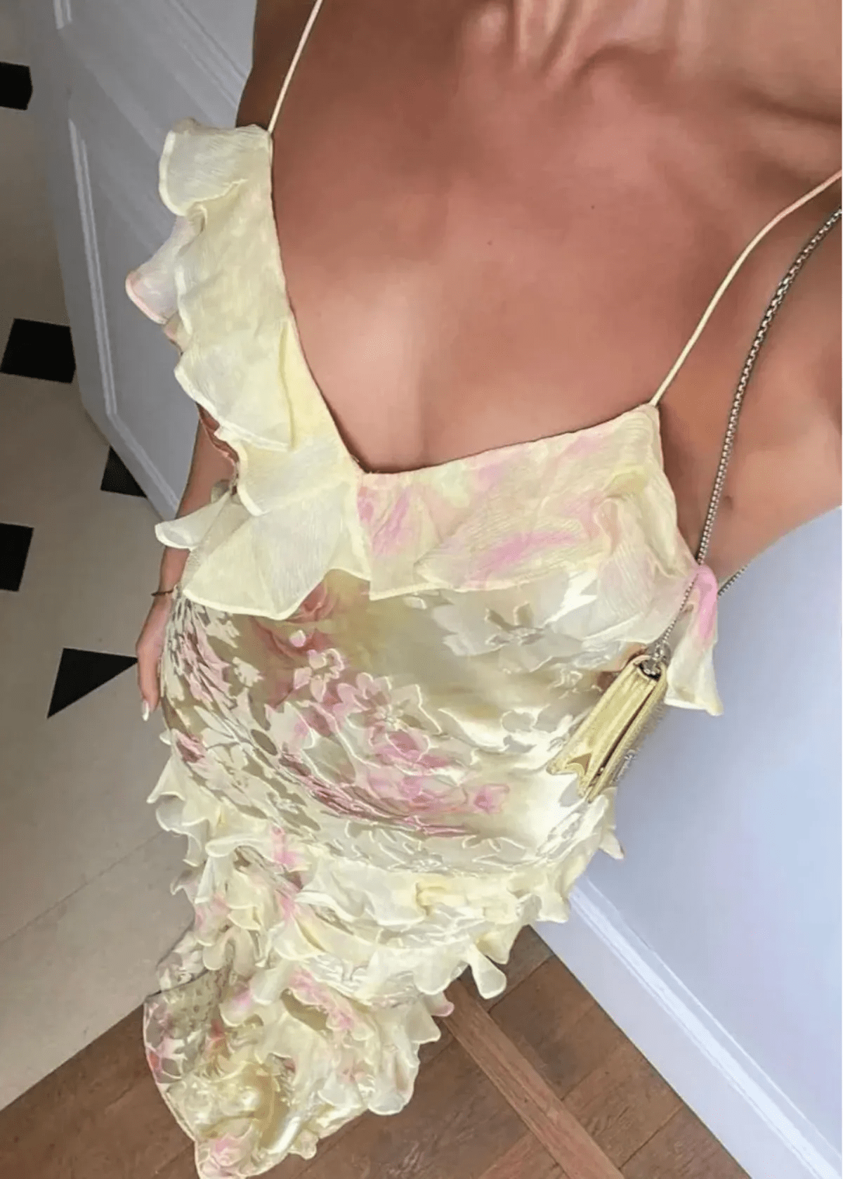 Simone | Floral Ruffle Open Back Summer Maxi Dress