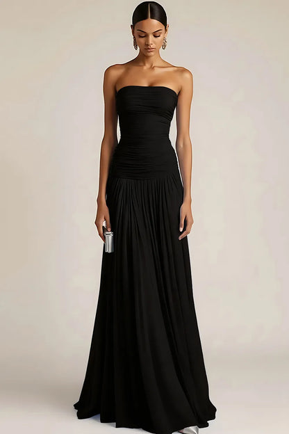 Gwen | Ruched Strapless Drop Waist Maxi Bridesmaid Dress