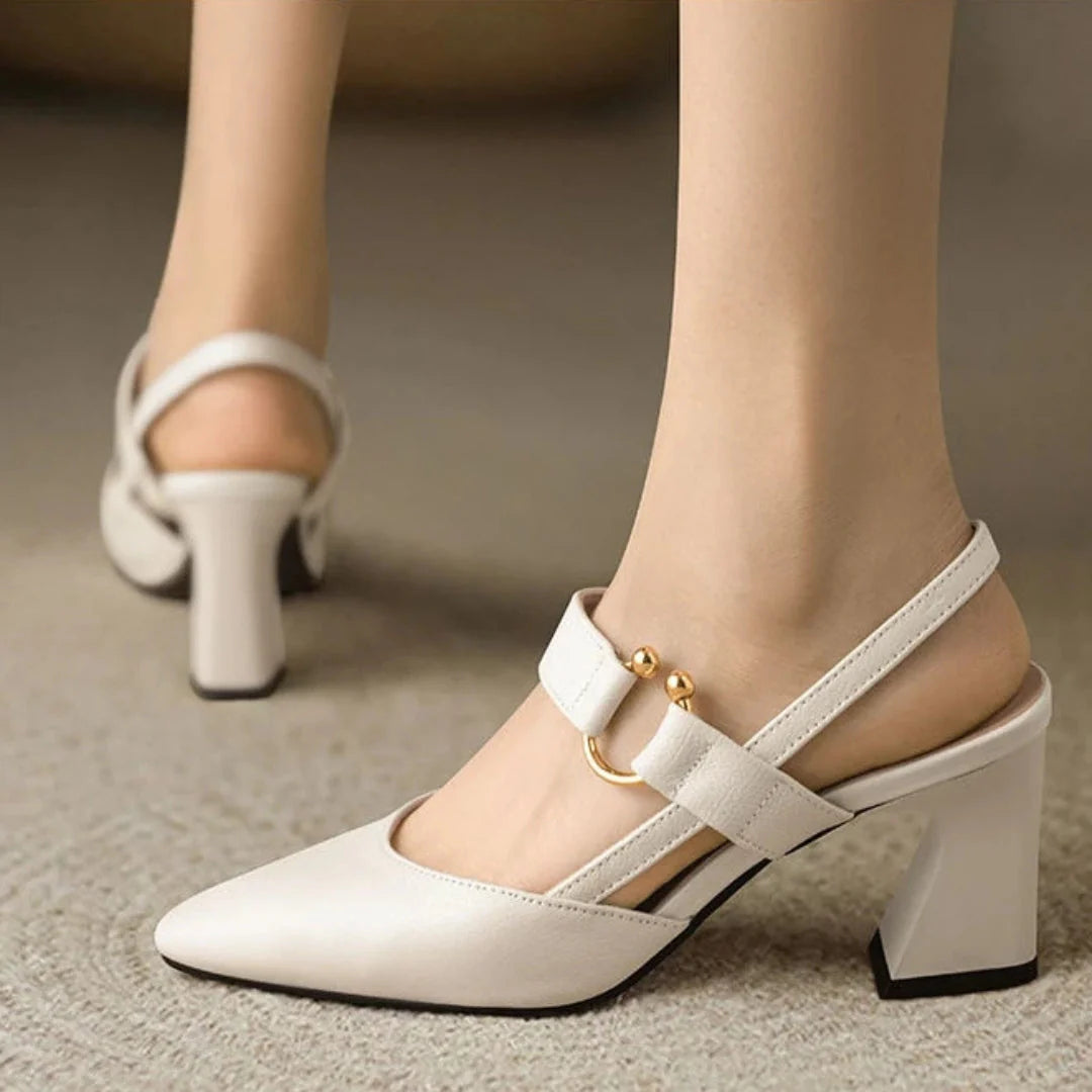 Quinn | Pointed Toe Slingback Block Heels