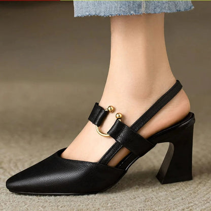 Quinn | Pointed Toe Slingback Block Heels