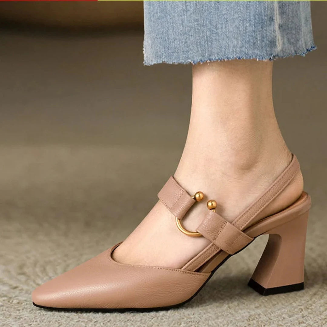 Quinn | Pointed Toe Slingback Block Heels