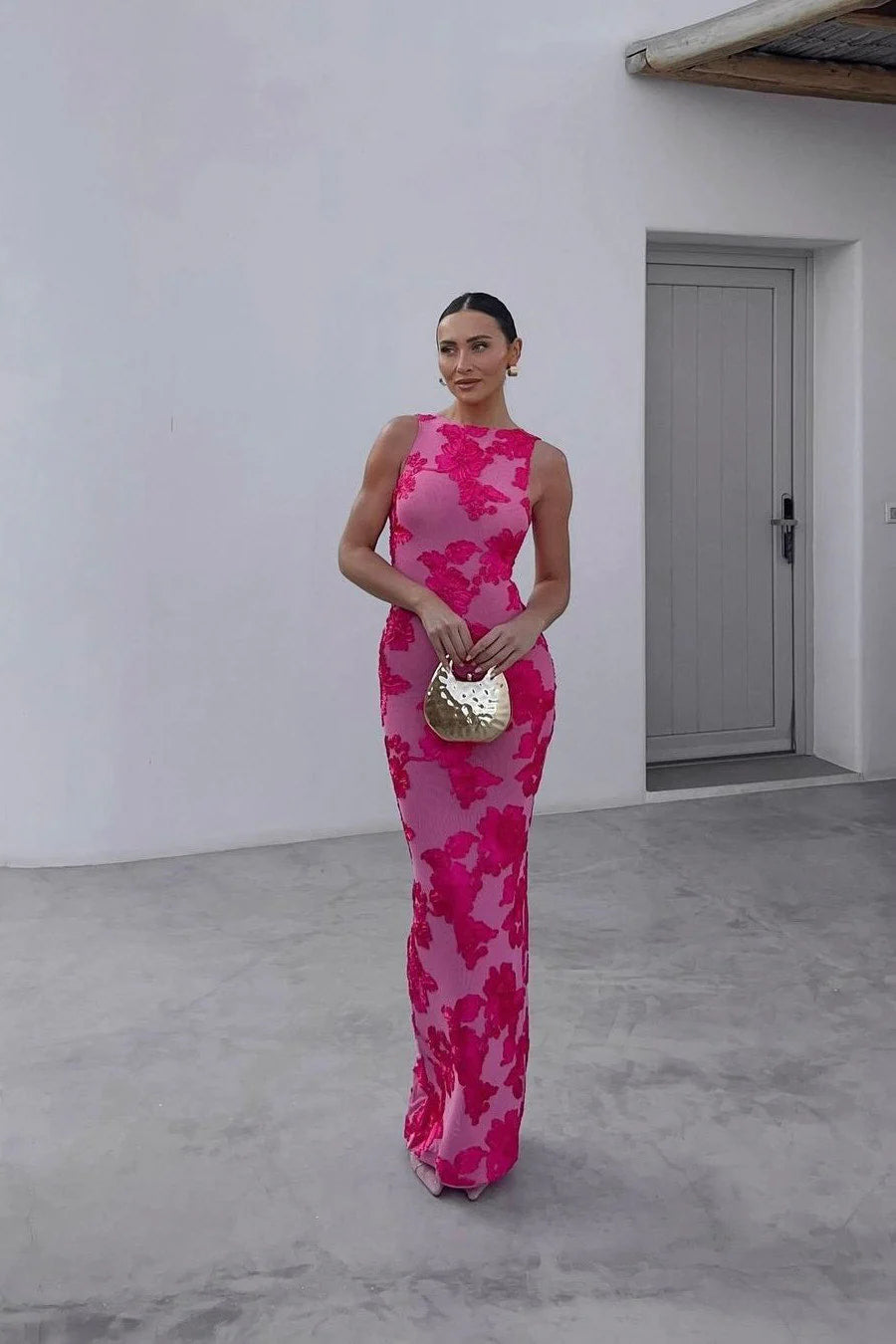 Valentina | Floral Embroidered Sleeveless Summer Maxi Dress