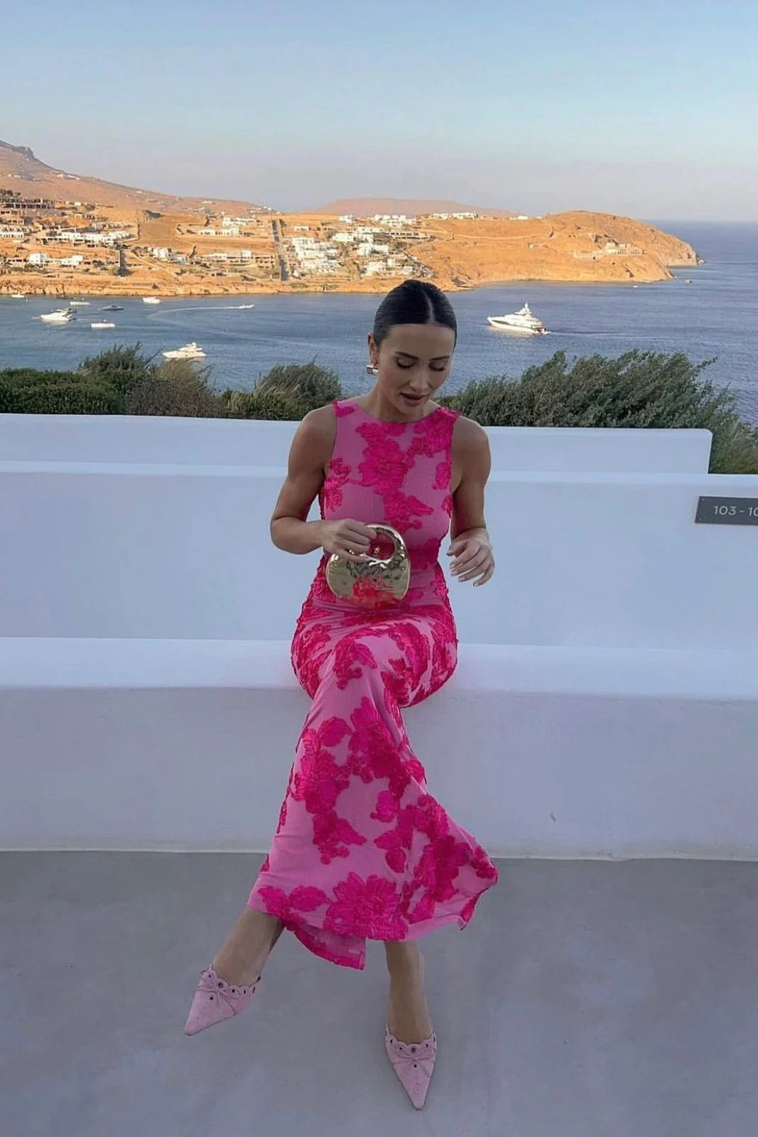 Valentina | Floral Embroidered Sleeveless Summer Maxi Dress