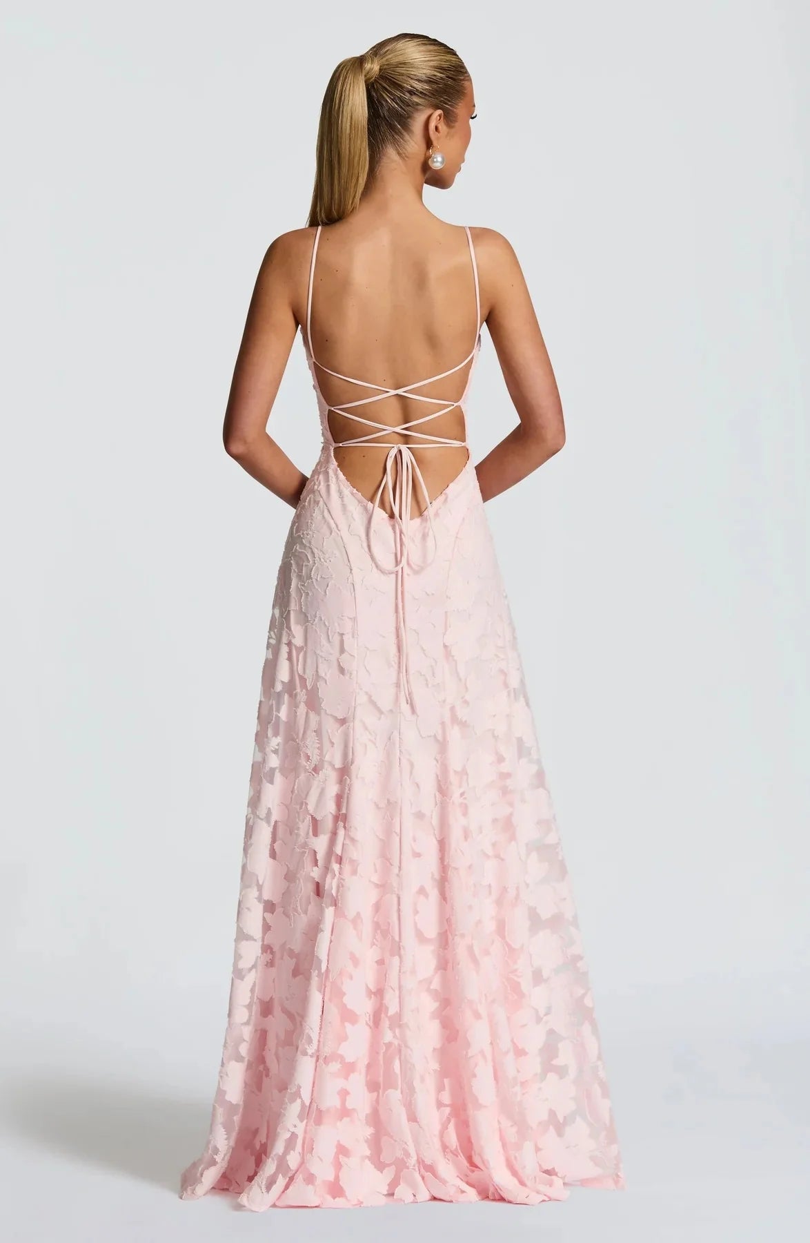 Margot | Floral Lace Up Back Wedding Guest Maxi Dress