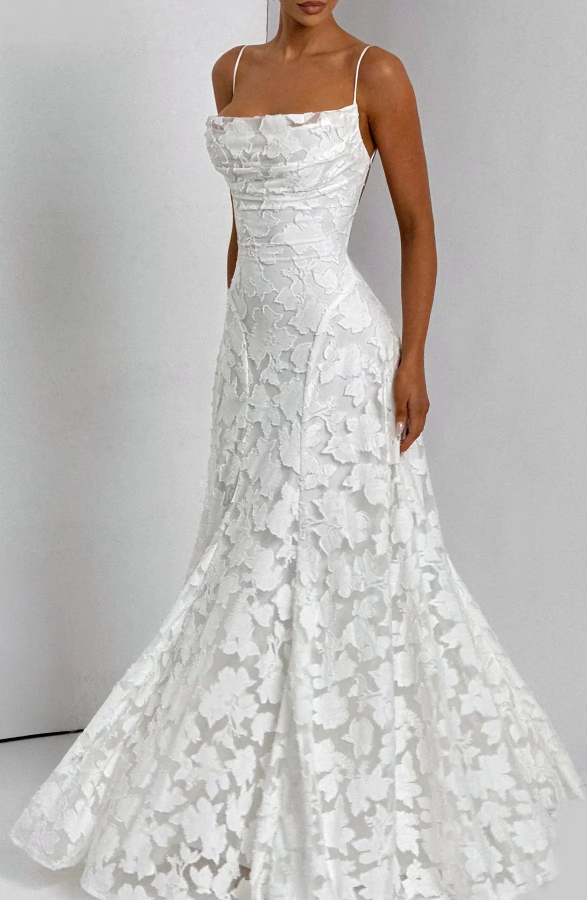 Margot | Floral Lace Up Back Wedding Guest Maxi Dress