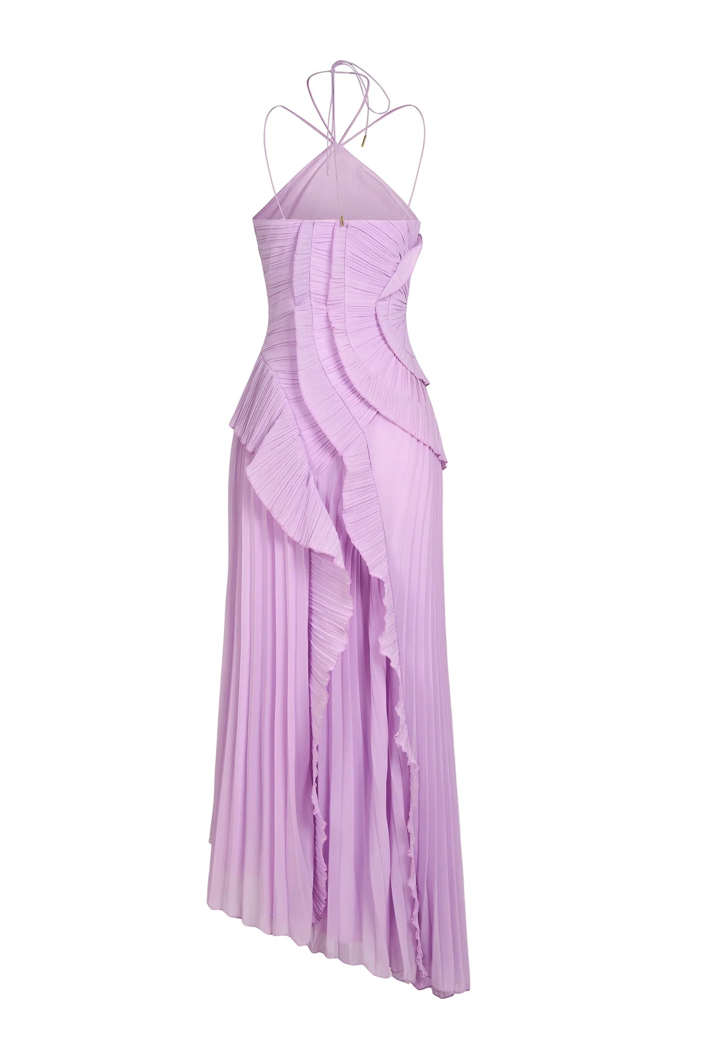 Serena | Pleated Ruffle Halter Wedding Guest Maxi Dress