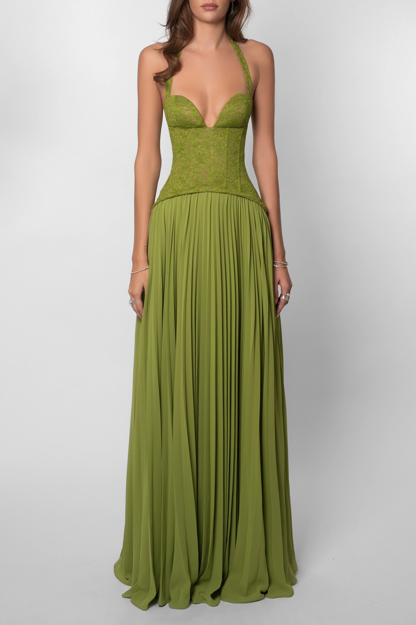 Isabelle | Lace Corset Halter Wedding Guest Maxi Dress
