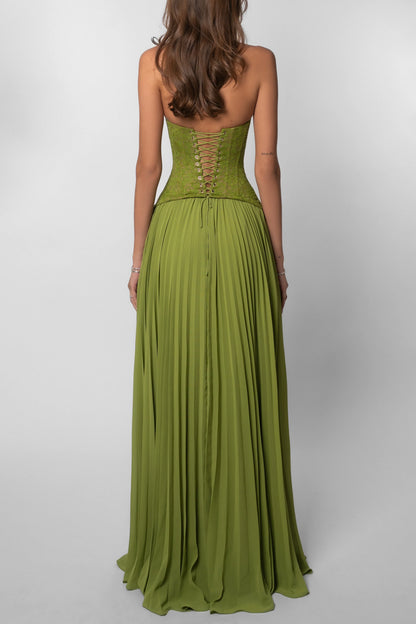 Isabelle | Lace Corset Halter Wedding Guest Maxi Dress