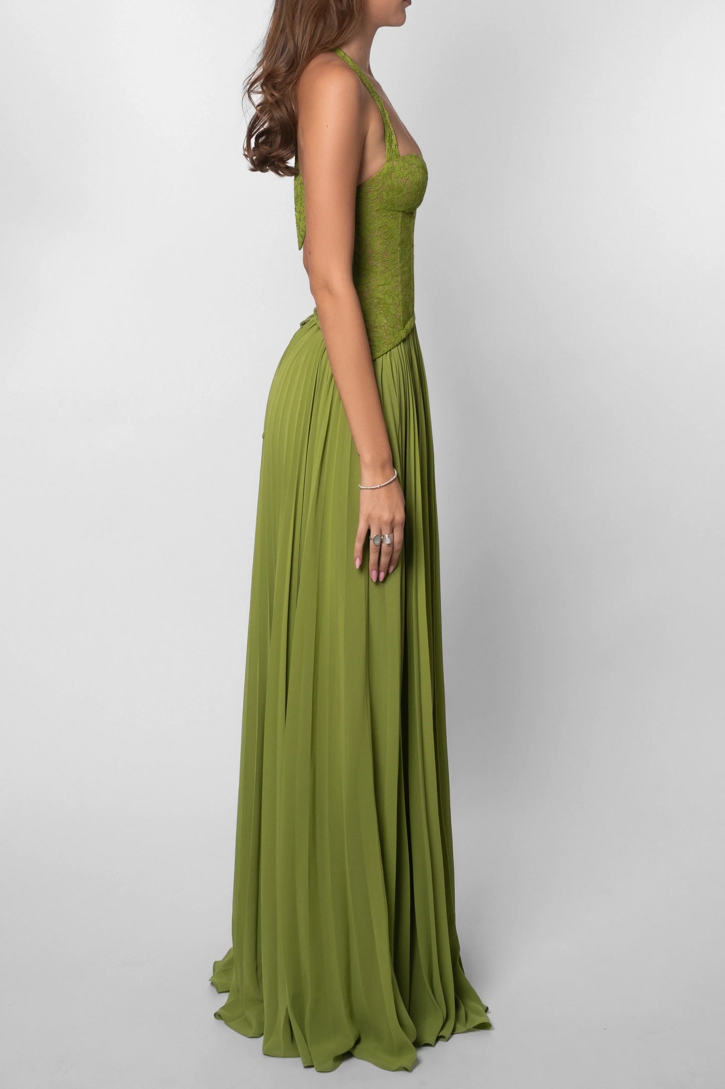 Isabelle | Lace Corset Halter Wedding Guest Maxi Dress