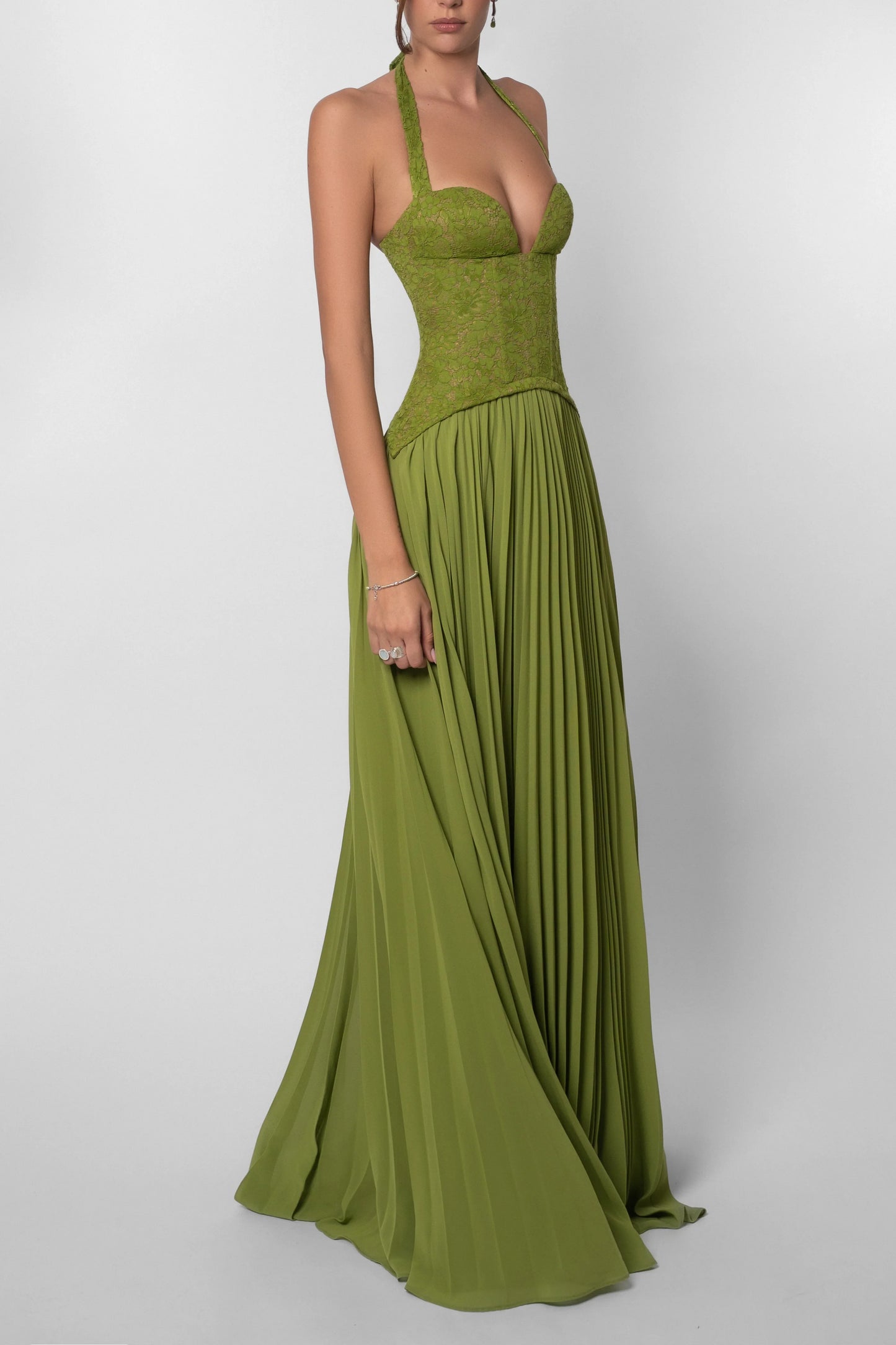 Isabelle | Lace Corset Halter Wedding Guest Maxi Dress