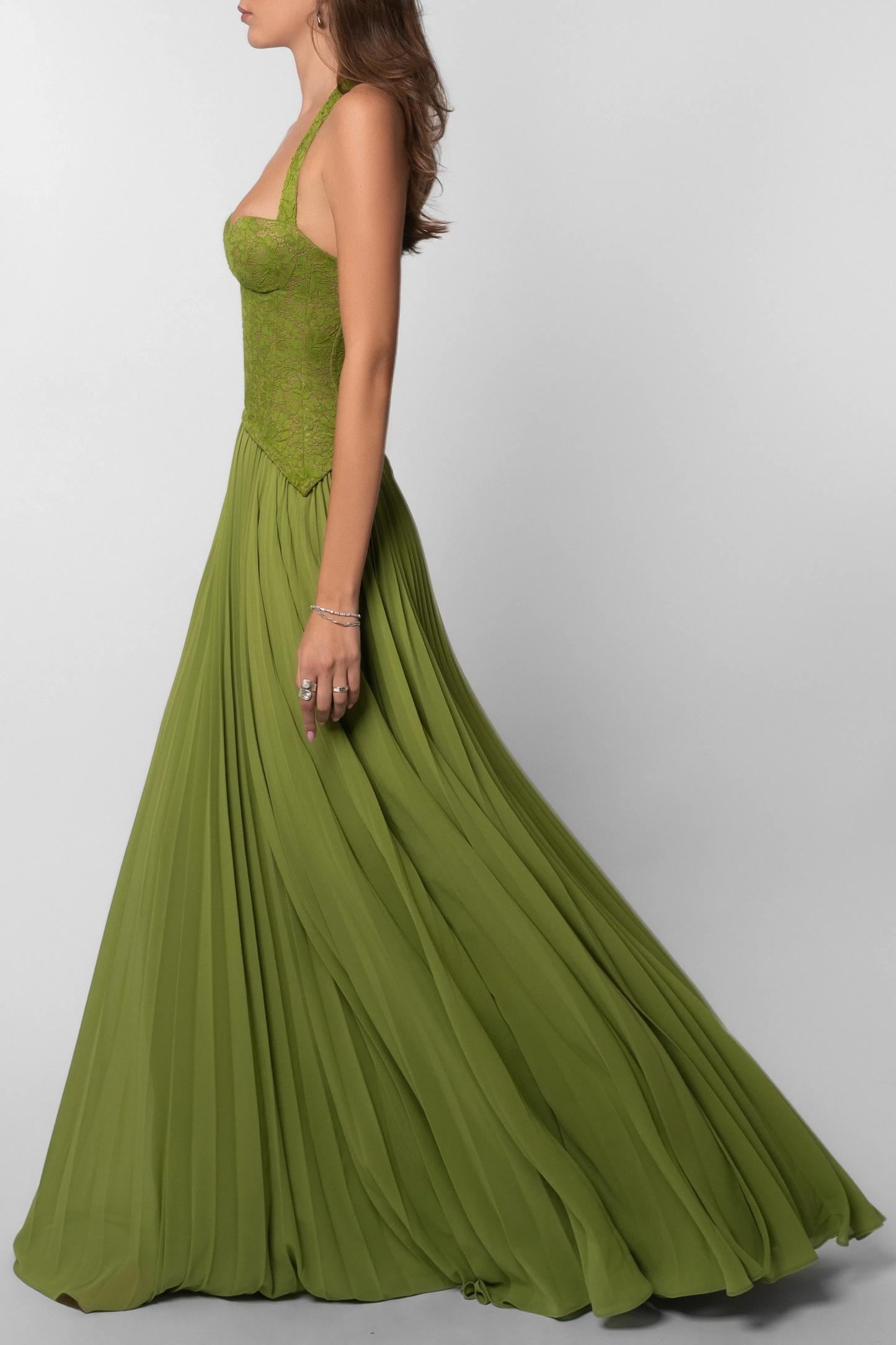 Isabelle | Lace Corset Halter Wedding Guest Maxi Dress