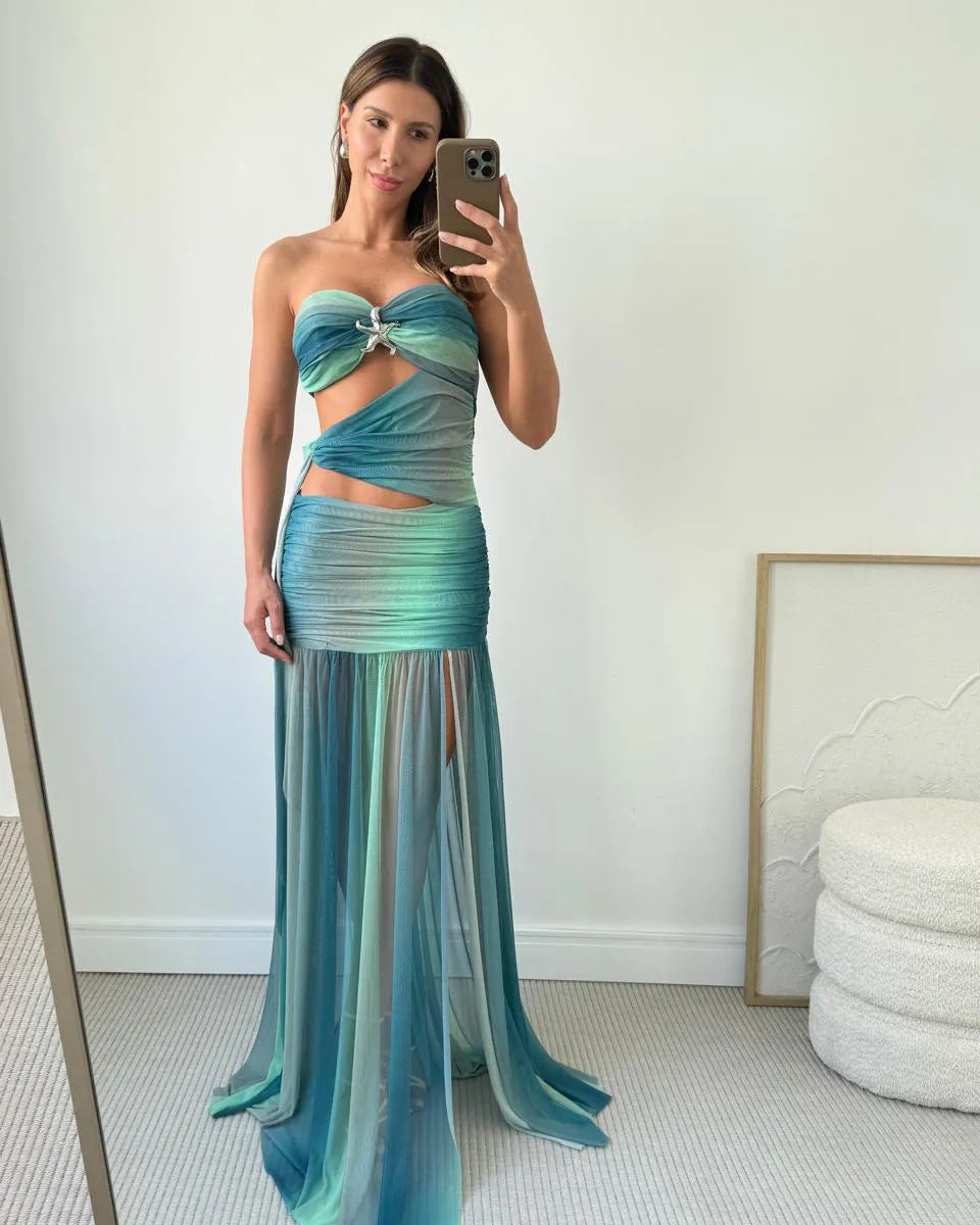 Sloane | Cutout Backless Chiffon Maxi Summer Dress