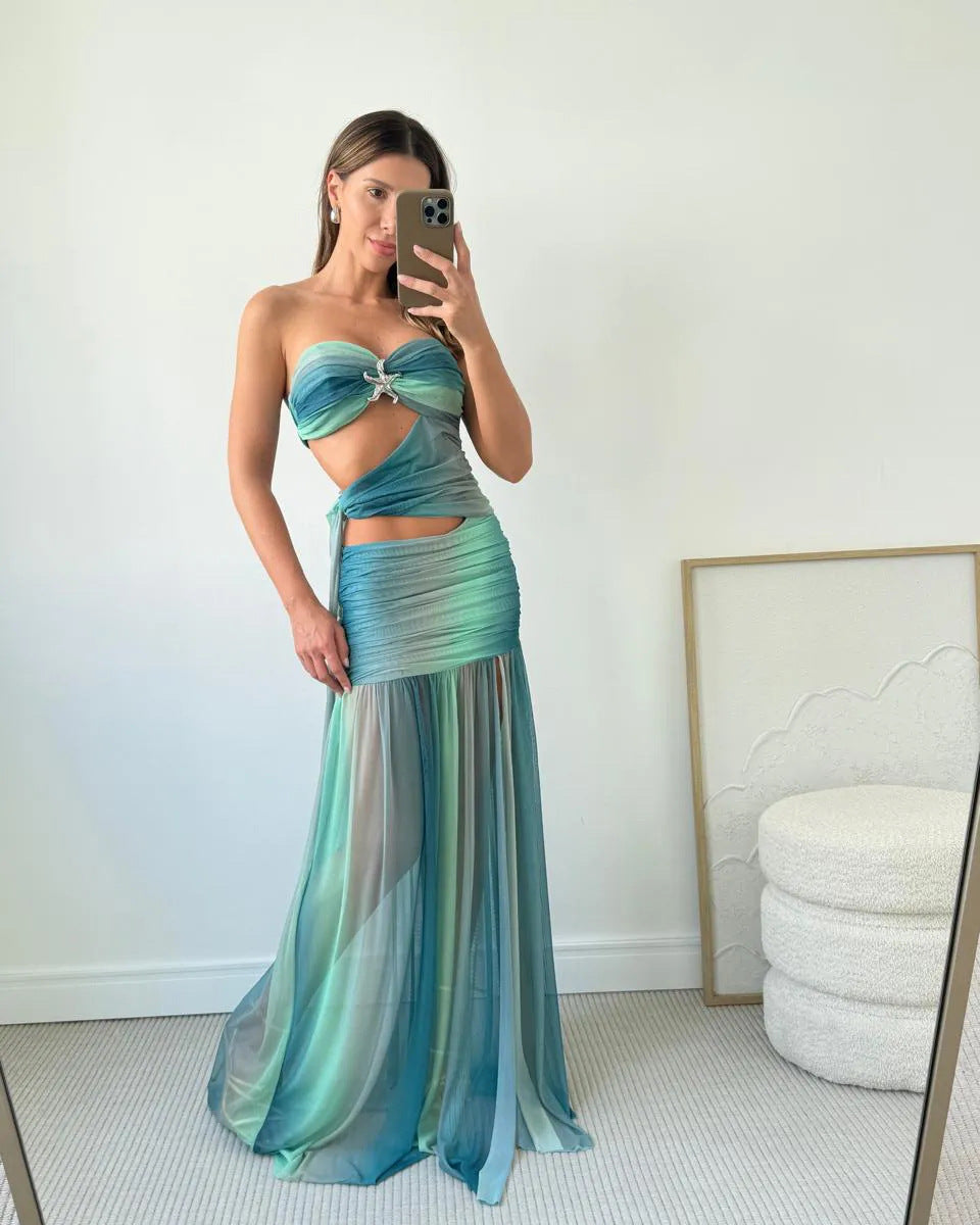 Sloane | Cutout Backless Chiffon Maxi Summer Dress