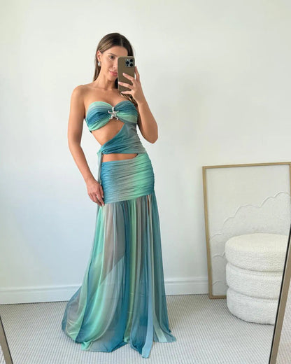 Sloane | Cutout Backless Chiffon Maxi Summer Dress