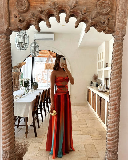 Sloane | Cutout Backless Chiffon Maxi Summer Dress